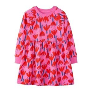 Hanna Andersson French Terry Sunset Tulip Print Knit Spring Dress 130cm 8